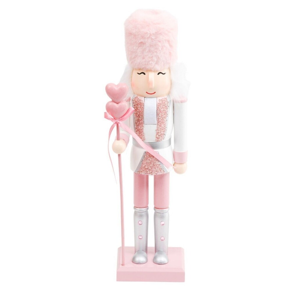 Wooden Christmas Nutcracker,14",WHITE MALE SOLDIER,PINK & WHITE,HEARTS STAFF,MAR